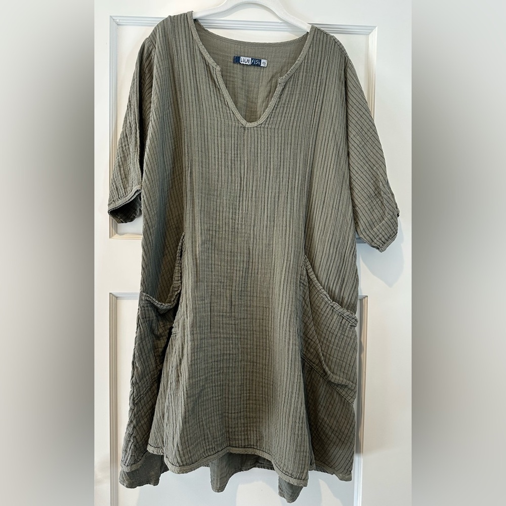 Blue Fish Bliss Dress in Caper